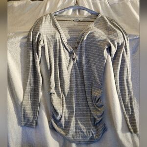 Old Navy Grey Stripped  Maternity Fitted Top